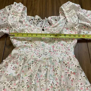 For Love & Lemons Magnolia Mini eyelet Dress Floral Puff Sleeve White XS NWT thumbnail 8
