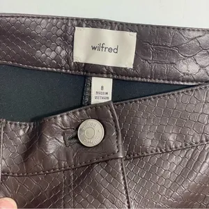 Aritzia Wilfred Melina Pant Snakeskin Croc Faux Vegan Leather Dark Brown‎ Size 8 thumbnail 4