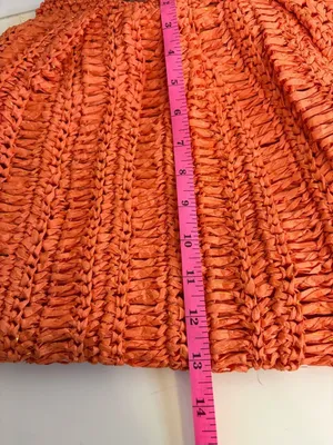 NWT Woven Orange Raffia Tote with Braided Gold Handles thumbnail 5