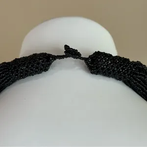 Black Twisted Woven Seed Bead Necklace Goth Whimsigoth Witchy thumbnail 5