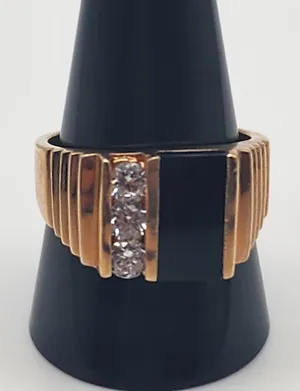 Park Lane Art Deco Gold Tone Onyx & CZ Ring (11) thumbnail 1