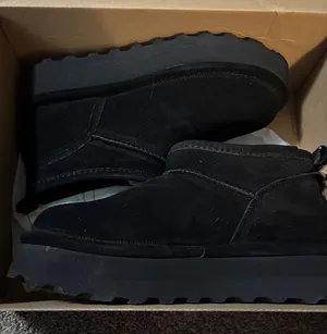 BearPaw Black Suede Ankle Booties with Rugged Sole thumbnail 1