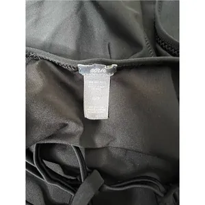 Aerie‎ Womens Black Strappy Lace Up Back One Piece Swimsuit XS V-Neck Swimwear thumbnail 3