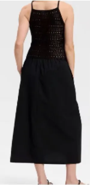 Universal Thread Black Crochet Knit Midi Dress Sleeveless Boho Coastal NWT XS thumbnail 1