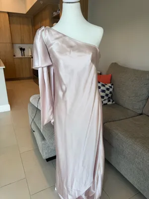 Azazie Pink One Shoulder Dress thumbnail 3