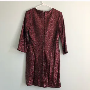 EXPRESS sequin v-neck burgundy dress thumbnail 4