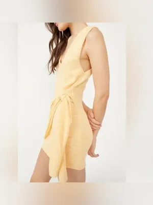 FREE-EST POPPY MINI SWEATER DRESS IN PEACH SUNRISE size small thumbnail 2