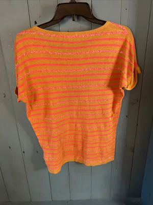 Boden Pink Sequins and Mustard Striped Short-Sleeve Knit Top | US4/UK8 thumbnail 7