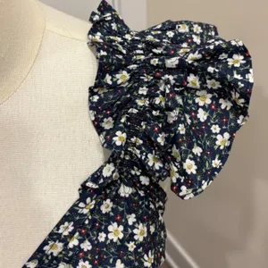 Dress‎ Forum Navy Blue Daisy Ditsy Floral Ruched Ruffle Flounce Mini Dress Small thumbnail 6