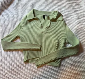 h&m ribbed cropped polo top thumbnail 1