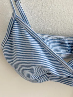 Brandy Melville Light Blue & White Striped Bralette thumbnail 3