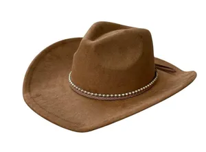 NEW Anthropologie Faux Suede Rancher Hat Honey Brown Cowgirl Western Wide Brim thumbnail 2