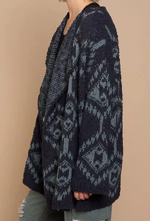 POL Oversized Aztec Chunky Knit Cardigan thumbnail 8