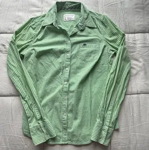 aeropostale vintage green pinstripe button up blouse thumbnail 1