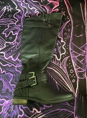 EUC Rampage Black Hansel Zipper and Buckle Knee-High Riding Boot Size 5 thumbnail 1