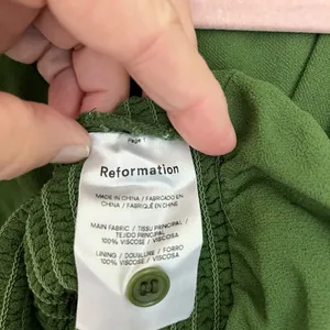 Reformation Hearth Green Dotted Smocked Blouse Size 4 thumbnail 7