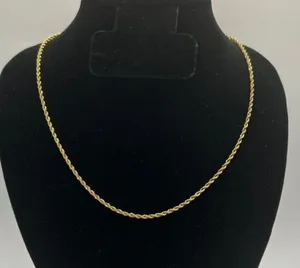 Real Gold Rope Chain Necklace 2mm 20 Inch Plated Unisex Durable Clean Lifetime thumbnail 1