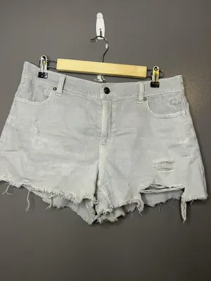 Aerie Denim Shorts Womens Medium Gray Distressed Cutoff Raw Frayed Hem Casual thumbnail 2