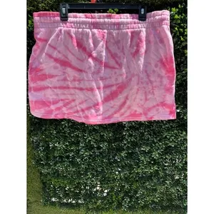 PINK Victoria Secret Tie Dye Fleece Mini Skirt Pink‎ White Drawstring XL thumbnail 2