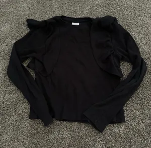 Zara Black Long Sleeve Kids Tee with Ruffles Size 13/14 0299 thumbnail 1