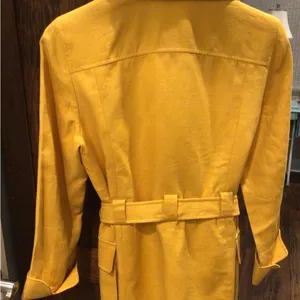 Vintage yellow linen lined jacket double breasted crossover design size small thumbnail 4