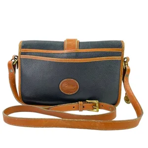 Vintage Dooney & Bourke Women's Blue Pebbled Leather Crossbody Saddle Handbag OS thumbnail 3