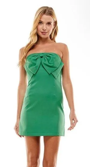 TCEC Emerald Green Mini Bow Dress thumbnail 1