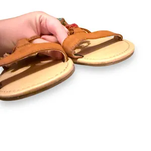 Maurices Brown Faux Leather Lace Up‎ Tassel Pom Pom Flat Sandals Sz 8 thumbnail 4