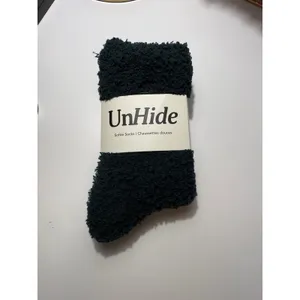 UnHide Softie Socks Forest Green Faux Fur Plush Cozy Lounging Crew Socks NEW‎ thumbnail 2