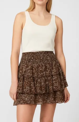 Altar’d State Brown Floral Mini Skirt Size S thumbnail 1
