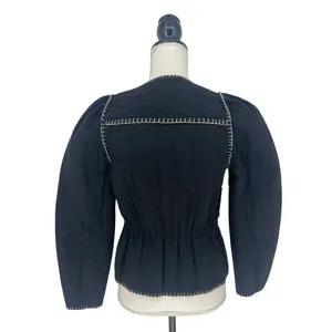 Anthropologie Quilted Puff Sleeve Jacket in‎ Black thumbnail 10