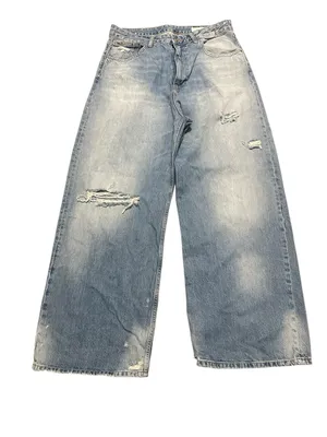 Zara Light Blue Distressed Wide-Leg Jeans thumbnail 9