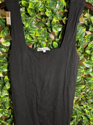 Reformation Black midi Dress Size 0 thumbnail 3