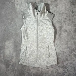 Athleta Stronger Spacedye Heathered Light Gray Sleeveless Full Zip Vest Small thumbnail 2