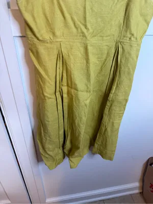 Betsey Johnson Luxe Mustard Yellow Vintage Y2K Babydoll Linen Mini Dress thumbnail 5