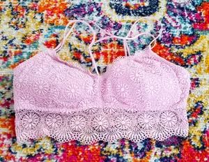 Lilac Lace Bralette Lightly Padded Strappy Size Sm thumbnail 1