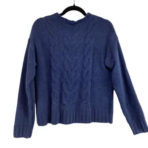 American Eagle Womens‎ Cable Knit Sweater Size Small NWT Chenille Blue Cozy Warm thumbnail 3