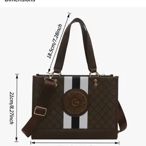 Monogram Stripe Tote Bag G Logo Medallion Top Handle Crossbody Shoulder Bag NIP thumbnail 9