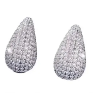 Jewels by Sunaina Silver Pave‎ Teardrop Stud Earrings thumbnail 2