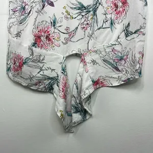 Buffalo David Bitton Top Womens White Floral Print Front Tie Blouse Small thumbnail 6