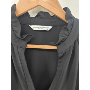 Amanda‎ Uprichard Dress Womens M Saffron Black Tiered Ruffle Long Sleeve EUC thumbnail 2