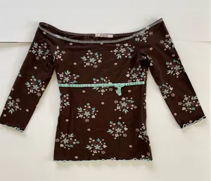 Unique Vintage Vintage Coquette Core Off the Shoulder 3/4 Sleeve Floral Top thumbnail 1