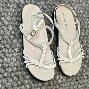 David Tate Cream Strappy Leather Flat Sandals Size 7 thumbnail 4