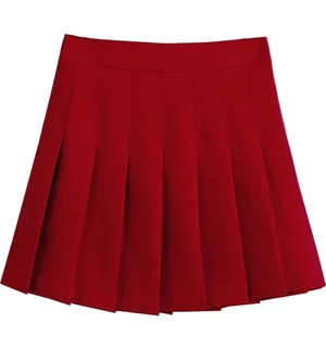 Amazon Red High Waisted A Line Cheer Pleated Skirt thumbnail 1