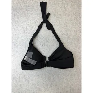 CALIA Women‎ Black Halter Bikini Top Silver Bar Detail WSA15203 Small NWOT thumbnail 2