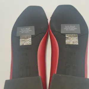 C.Paravano Flats Women Shoes US 8 EUR 38.5 Red Square Toe Metal Buckles Ballet thumbnail 5