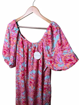 Petal + Pup Leyden Pink Floral Puff Sleeve Midi Dress US 8 NWT thumbnail 6