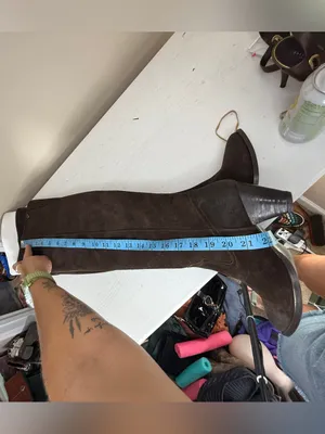 Frye June Over The Knee Boot Chocolate Suede Sz 6 Sample Sale thumbnail 7