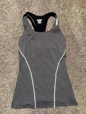 Reebok Racerback Athletic Tank Top Women's Size XS Heather Gray Black thumbnail 1