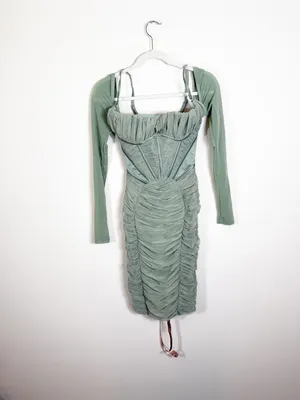 NWT House of CB Freyja Green Gathered Corset Dress XS thumbnail 7